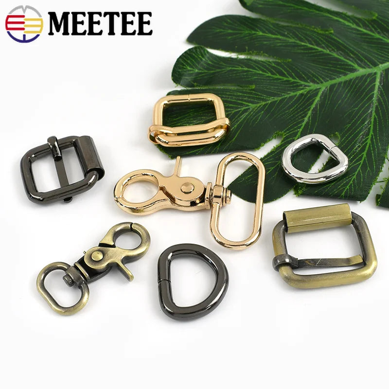 15/400Pcs 13-38mm Metal Buckles Swivel Lobster Clasp D Rings Tri Glide Slider Pin Buckle for Bags Strap DIY Hardware Accessories
