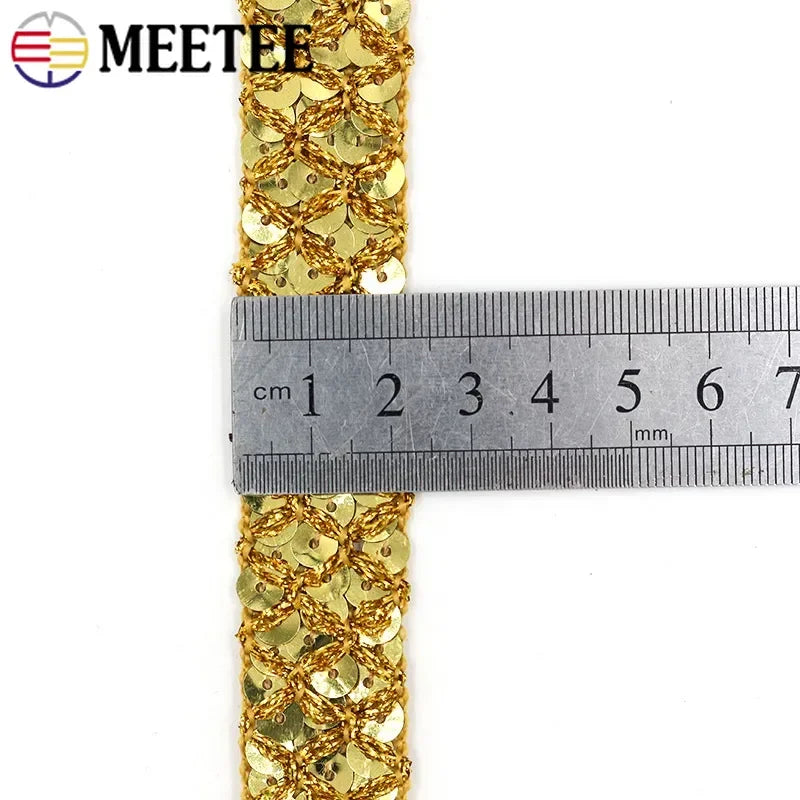 20/100Meters 2cm Sequin Lace Trim Braided Decoration Ribbons Stage Costumes Hat Webbing Trimming DIY Sewing Accessories