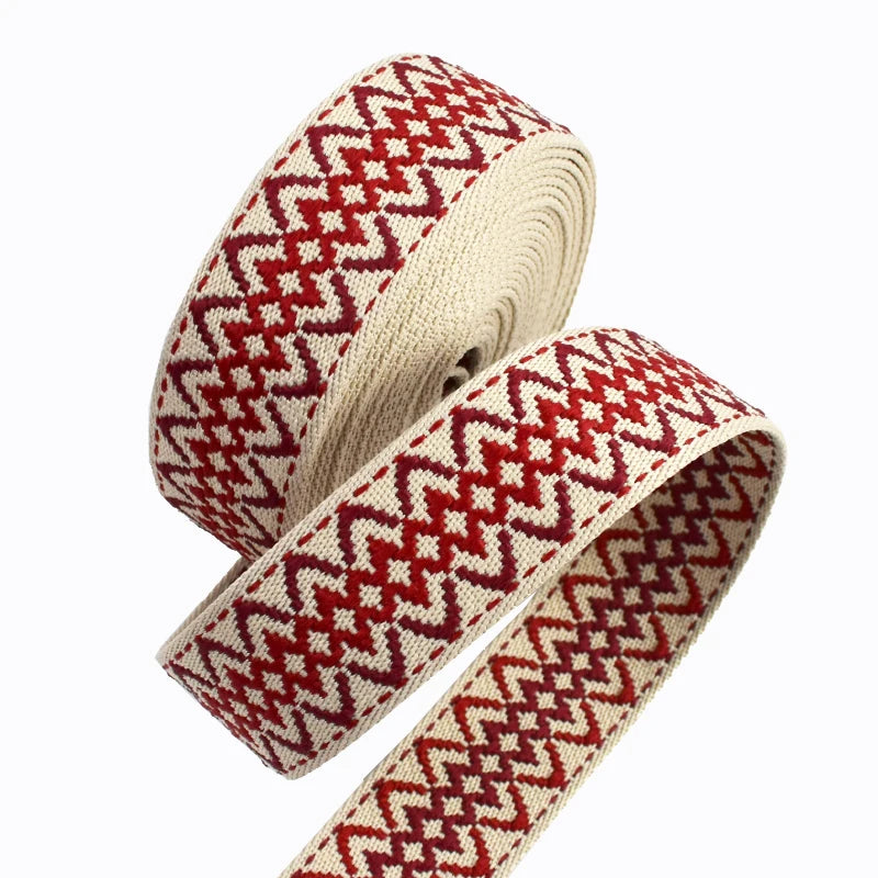 3/100Meters Jacquard Ribbon Band 38mm 1.7mm Thick Ethnic Webbing Tapes Bag Strap Repair Bias Binding DIY Garment Sewing Supplies