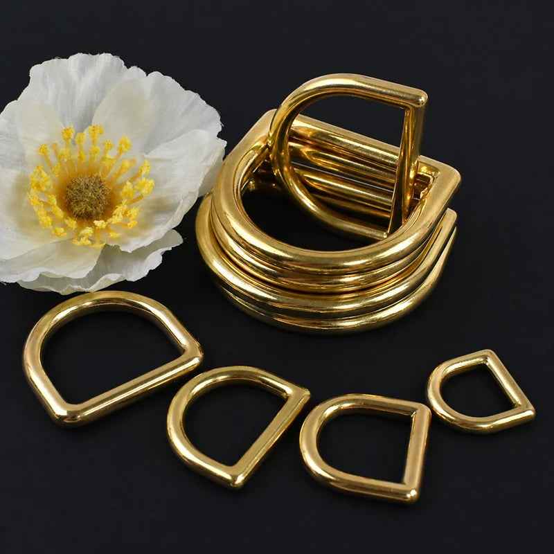 Meetee 10/300Pcs 12-45mm Brass Bag Buckles Bags Hanger O D Ring Hook Side Carabiner Rings for Dog Coller Hardware Buckle Supplies
