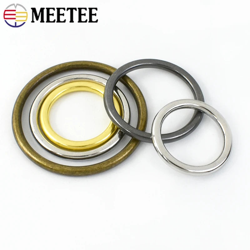30/600pcs Meetee O Ring 20-50mm Metal Round Circle for Clothing Handbag Shoes Bags Belt Buckles Hardware Leather Crafts Accessories