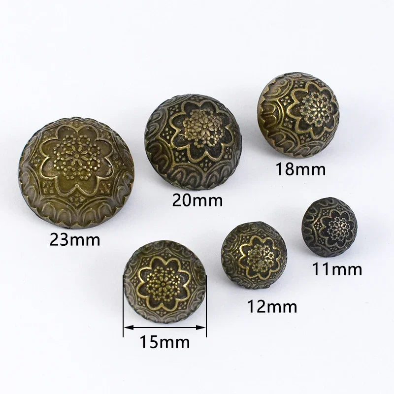 30/1000Pcs Meetee 12-23mm Metal Bronze Carved Retro Buttons Mushroom for Shirt Jacket Coat Sewing Clothing Scrapbook Accessories D2-6