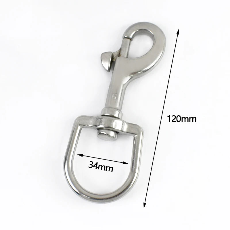 3/100Pcs Stainless Steel 316 Metal Buckles Oval Single End Swivel Eye Bolt Snap Hook Dog Leash  Strap Clasp Carabiner Diving