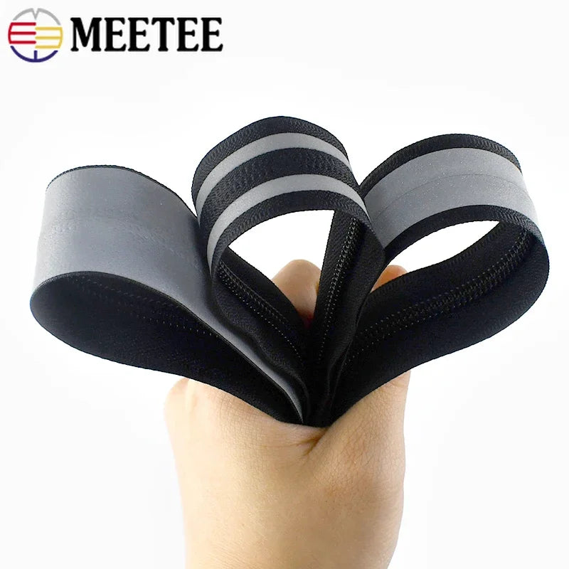 5/120Meters 3# 5# Waterproof Zipper Reflective Nylon Zippers Tapes for Bags Outdoor Clothing Backpack Zip Repair Kit DIY Sewing
