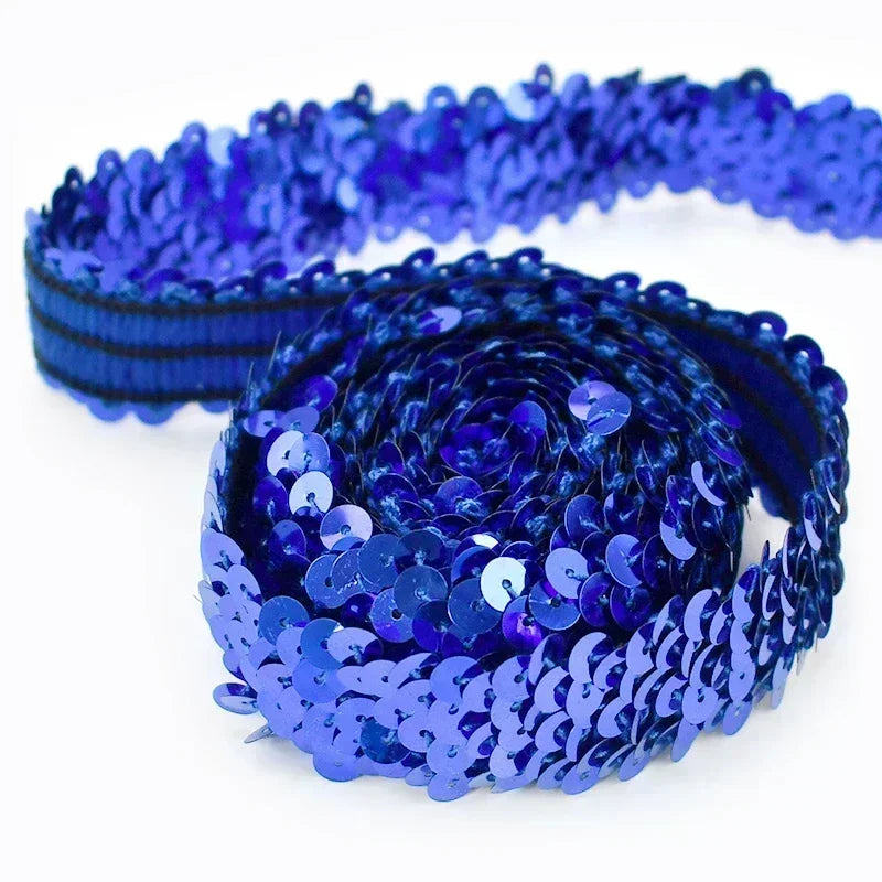 5/150M 30mm Sequins Lace Trim Stretch Ribbon Strap Laces Fabric for Craft Wedding Dress Clothes Elastic Band Sewing Accessories