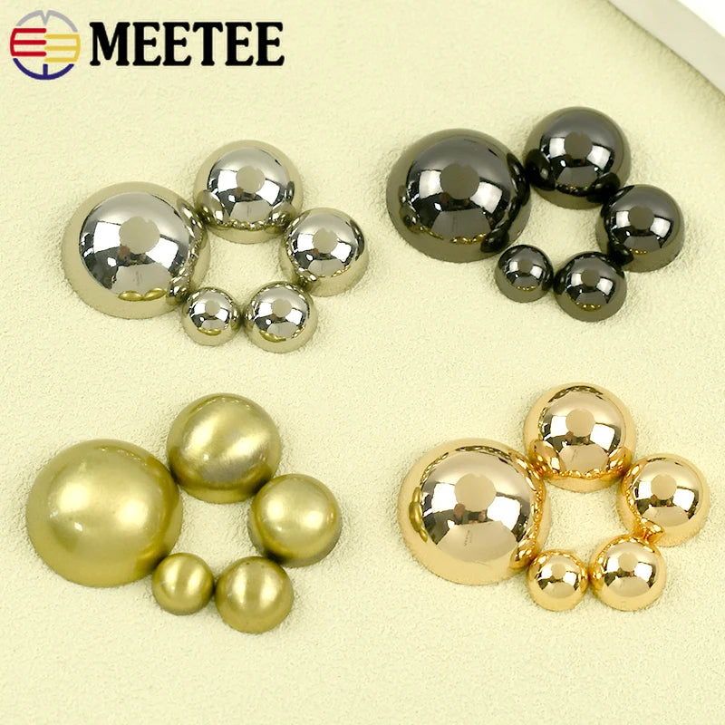 Meetee 30/1000Pcs 8/10/12/15/20mm Metal Buckles Decorative Rivets for Bag Belt Shoes Round Nailhead Clasp DIY Hardware Accessories