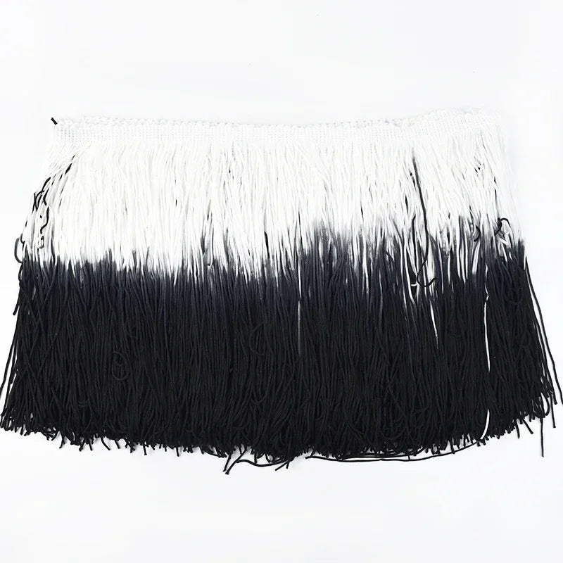 Meetee 2/50M 20cm Polyester Tassel Fringe Clothes Lace Trim Colorful Trimmings Curtain Webbing Ribbons DIY Sewing Accessories