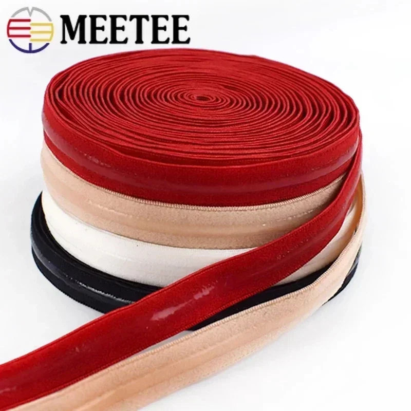 15/400M Meetee 8-25mm Elastic Band Transparent Silicone Non-slip Underwear Belt Rubber Stretch Ribbon Clothes Sewing Accessory