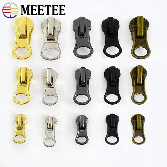 30/1000Pcs Meetee 3#5#8# Zipper Slider for Metal Zippers Bag Jacket Zip Puller DIY Clothes Zips Head Repair Kit Sewing Accessories