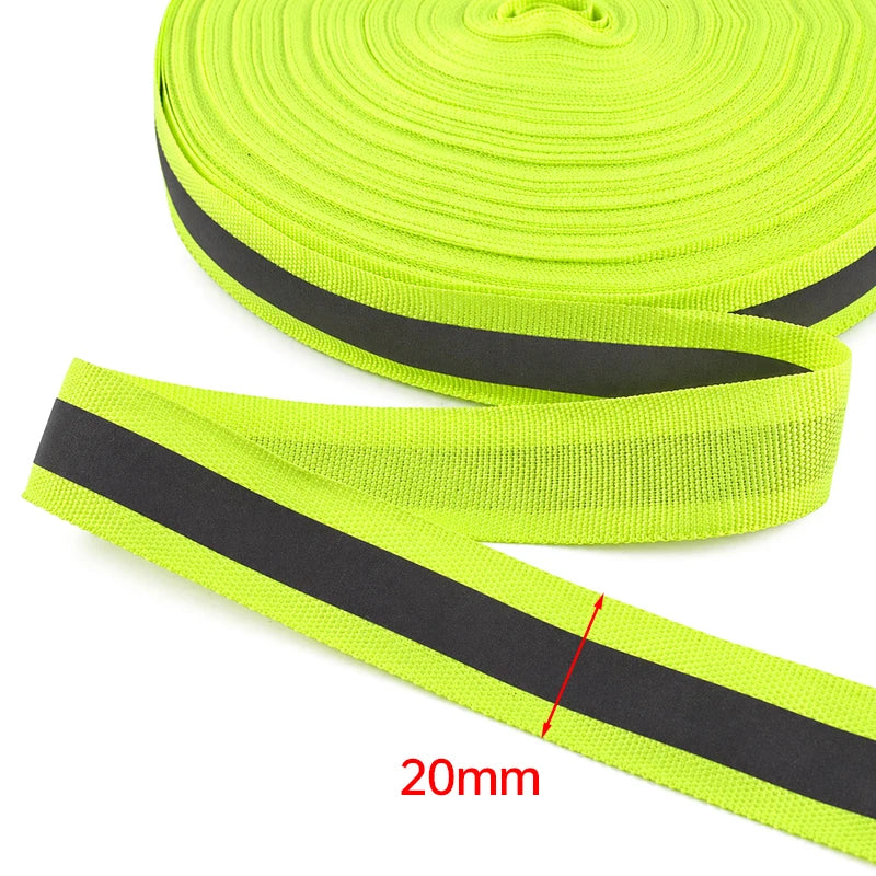 30/600Yards Silver Reflective Ribbons 10-40mm Green Black Safety Clothing Warn Webbing Tapes for Walking Cycling Backpacks At Night