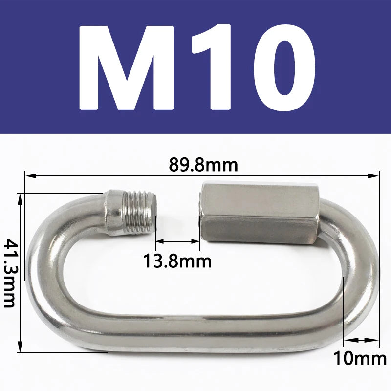 8/300Pcs Stainless Steel 304 Oval Locking Carabiner Clips Rope Quick Connector Buckle for Outdoor Camping Swing Clasp Accessories