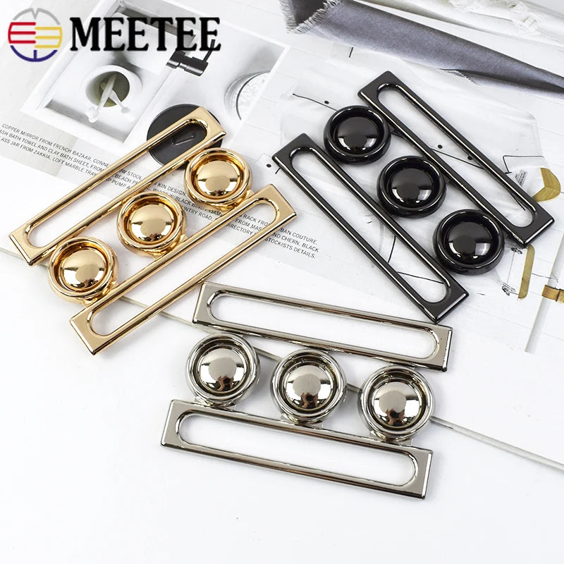 Meetee 3/100pcs 60mm Metal Buckles Women Coat  Down Jacket Waistband Belt Clasp DIY Garment Buttons Decoration Sewing Accessories