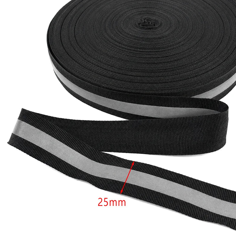 30/600Yards Silver Reflective Ribbons 10-40mm Green Black Safety Clothing Warn Webbing Tapes for Walking Cycling Backpacks At Night