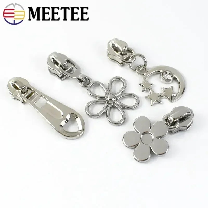 30/600Pcs 5# Sliver Zipper Slider Heads for Nylon Zippers Tape Bags Decor Zip Puller Repair Kits DIY Garment Sewing Accessories