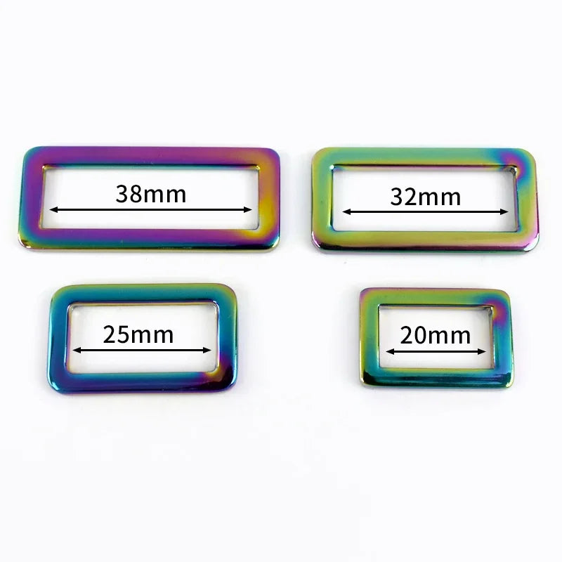 8/300Pcs 20/25/32/38mm Metal Buckles Rainbow D Rings for Bag Belt Strap Adjust Tri-Glides Sliders Buckle DIY Hardware Accessories