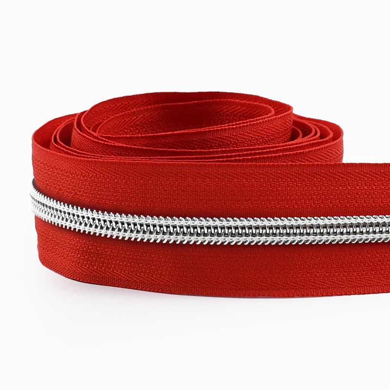 8/300M 5# Sewing Nylon Zipper Tape Silver Teeth Decor Zip Roll Jacket Bag Closure Zippers Repair Kits DIY Zips Replace Supplies