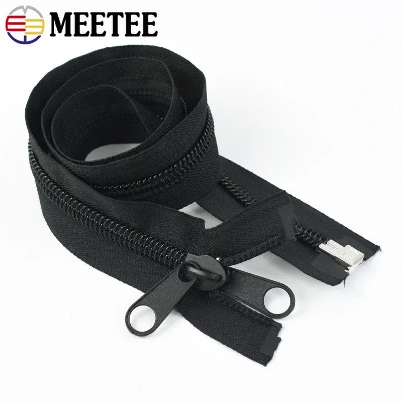 3/90Pcs Meetee 10# 80-300cm Plastic Nylon Zippers Black Open End Long Zip for Outdoor Tent DIY Tailor Sewing Craft Bag Clothes Accessory