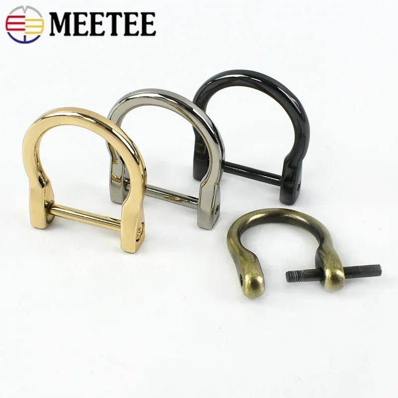 Meetee 10/300Pcs Metal Detachable D Ring Buckle Open Screw Adjuster Clasp for Bag Strap Buckles DIY Hardware Accessories