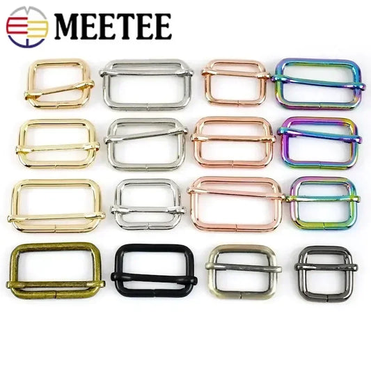 30/610Pcs 13-50mm Metal Pin Buckle Tri-Glide Slider Square Ring Buckles for Bag Strap Adjuster Webbing Belt Clasp DIY Accessories