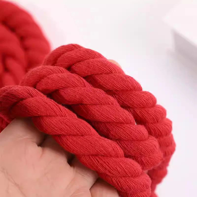 8/200Meter 5/8/12/20mm Red Twisted Cotton Cords for Bag Decoration Macrame Cord Knapsack Belt 3 Shares Braided Rope Sewing Yarn