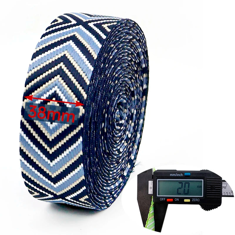 5/130Yards 38mm 2mm Thick Jacquard Webbing for Sewing Bag Canvas Ribbon Strap Backpack Decorative Lace Webbings Nylon Tapes