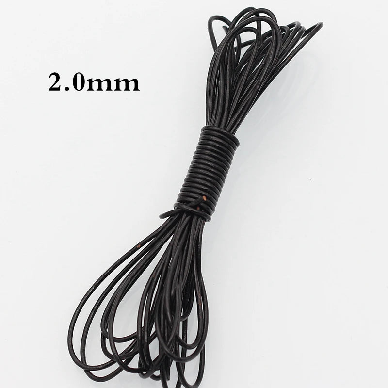 Meetee 3/100Meter 1.5/2/2.5/3/4/5mm Round Real Genuine Leather Cord Rope for Bracelet Necklace DIY Jewelry Cords Bags Craft Making