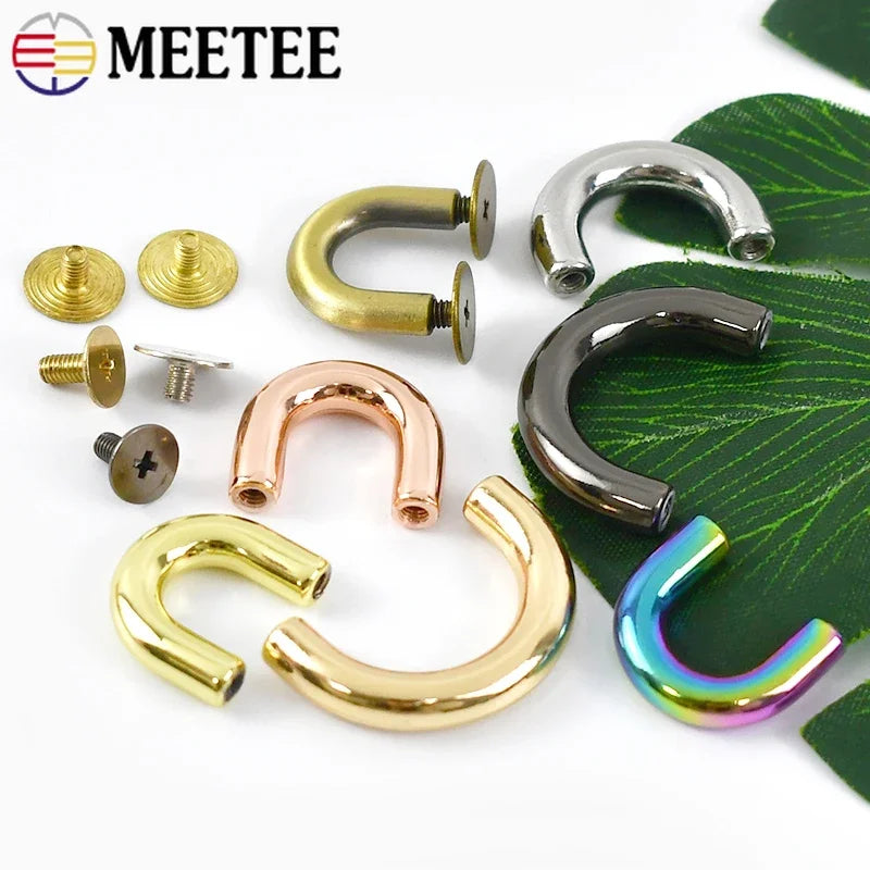 20/650Pcs 10-20mm Metal Buckles U Ring Bag Arch Bridge Screws Detachable Buckle Hanger Hook DIY Handbag Leather Craft Accessories