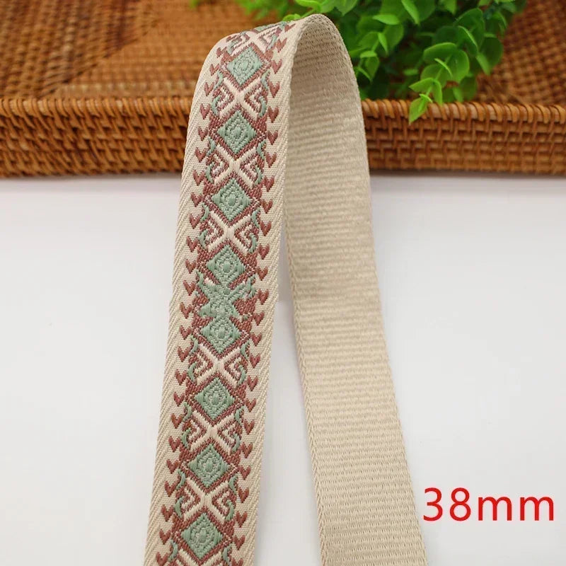 3/100Meters Meetee 38/50mm Jacquard Webbing Tape Bag Ribbon Strap Garment Sewing Decoration Ribbons Tapes Home Textile Accessory