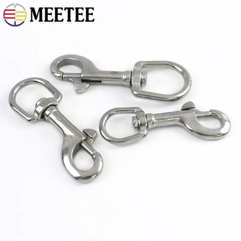 3/100Pcs Stainless Steel 316 Metal Buckles Oval Single End Swivel Eye Bolt Snap Hook Dog Leash  Strap Clasp Carabiner Diving