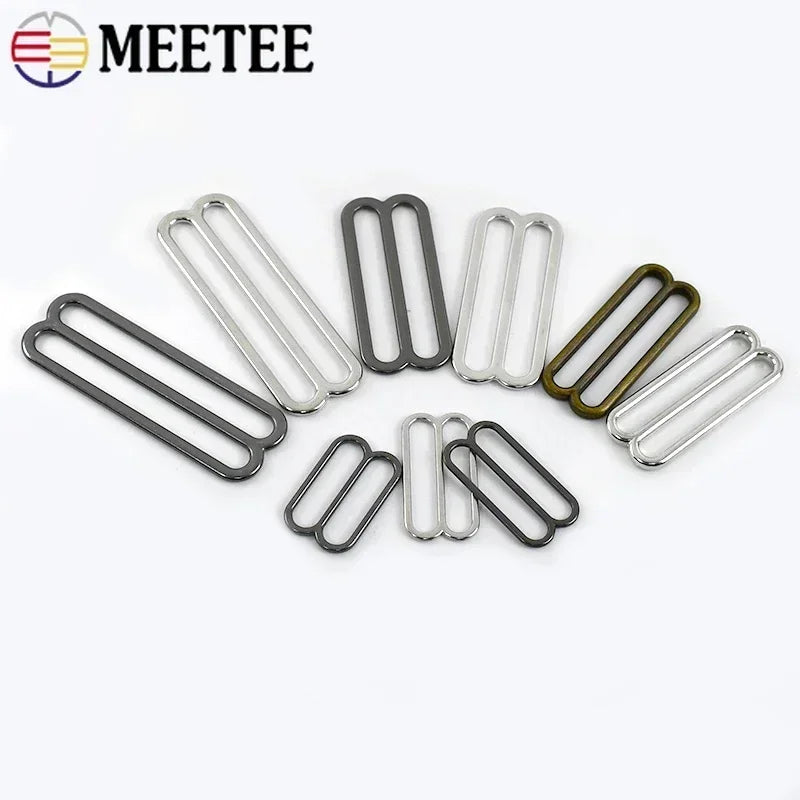 50Pcs 10-50mm Metal Buckles 8-shaped Tri-Glide Adjuster Slider Bikini Bra Rings Strap Belt Hook Clasp Webbing Bag Accessories