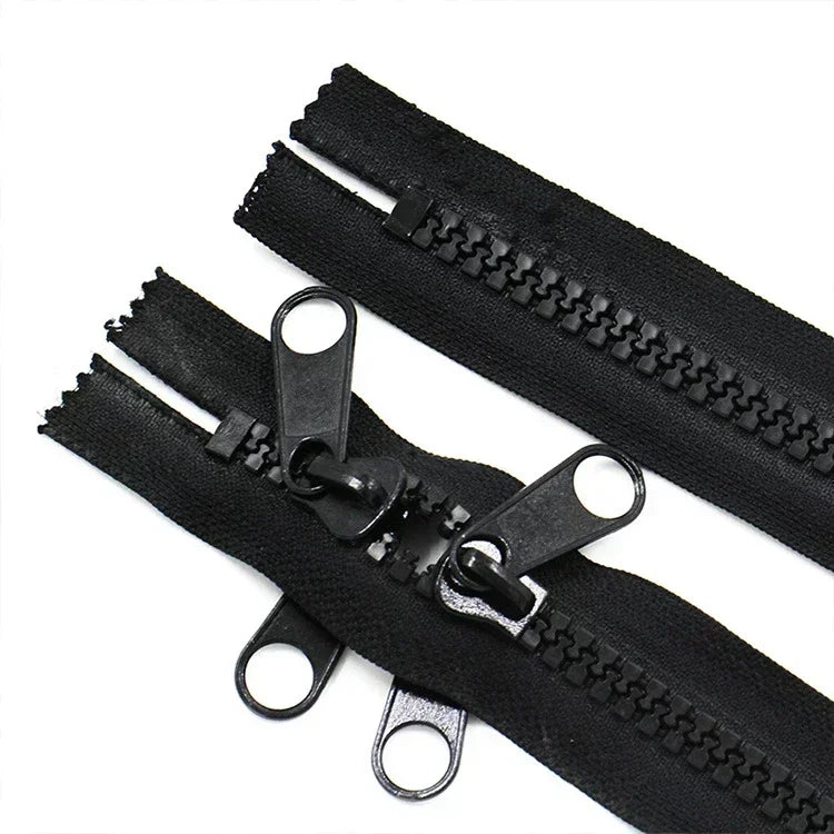 2/70Pcs 10# Resin Zipper Double Sliders Puller Two-way Zip Oversized Teeth Outdoor Tent Zippers DIY Sewing Accessories