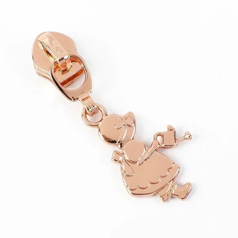 15-500Pcs 5# Rose Gold Zippers Sliders for Nylon Zip Tape Clothes Bag Sewing Zipper Replacement Puller Zips Repair Kit Accessories