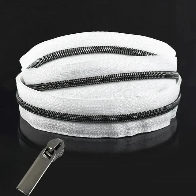 8/200Meters 5# Colorful Nylon Zipper Tapes GunBlack Tooth Coil Zip Tailors for Bags Garment Repair Kit DIY Sewing Accessories