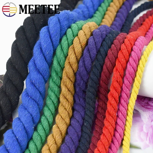 20/600Meters 5-20mm Colored Cotton Rope 3 Shares Twisted Cord DIY Decoration Macrame Ropes for Bag Braided Cords Sewing Accessories