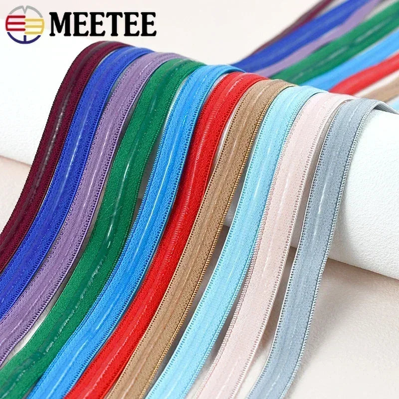 15/500M 10mm Non-slip Silicone Elastic Band Bra Stretch Ribbon Tape Underwear Strap Rubber Bands Belt DIY Sewing Accessories
