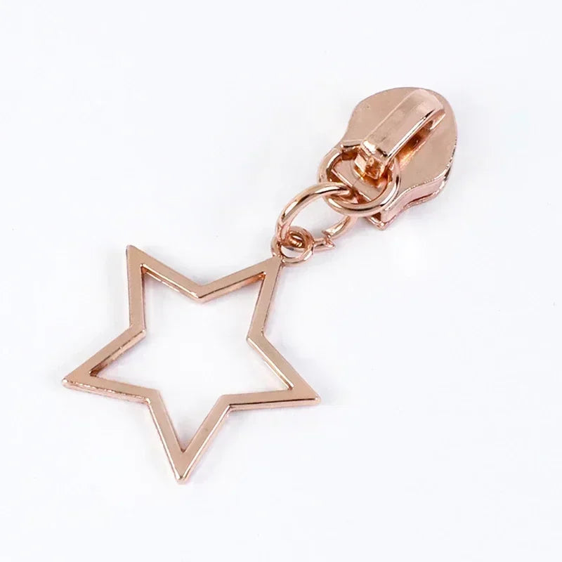 15-500Pcs 5# Rose Gold Zippers Sliders for Nylon Zip Tape Clothes Bag Sewing Zipper Replacement Puller Zips Repair Kit Accessories