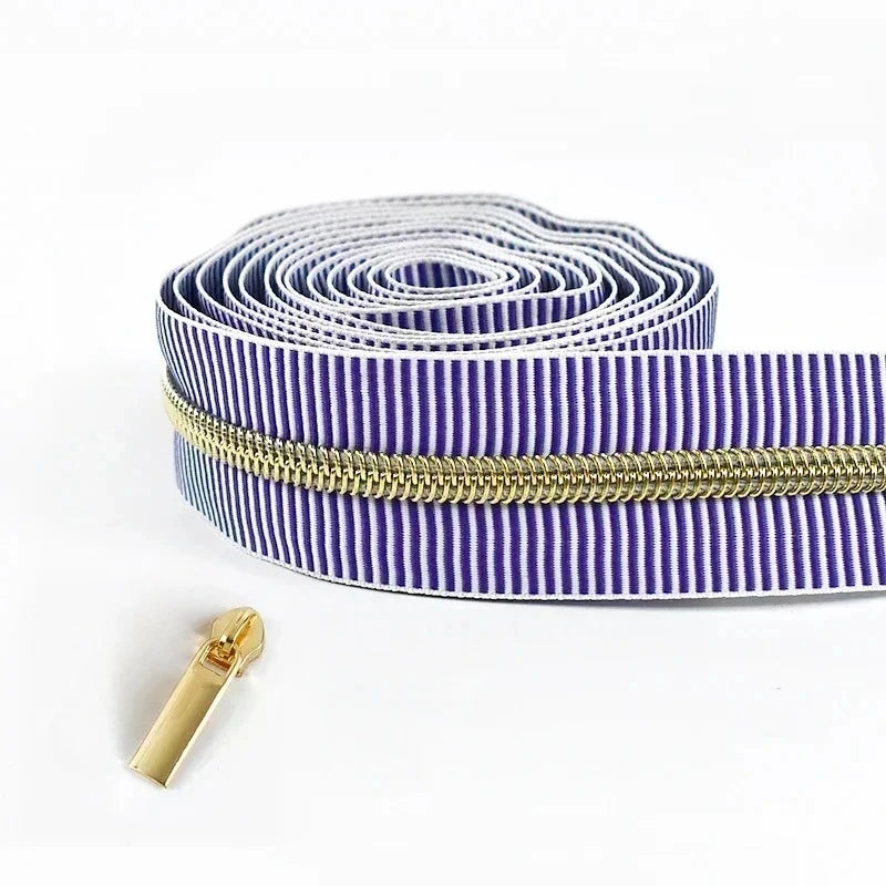 5/20Meters Meetee 5# Striped Nylon Zippers Tape for Sewing Bag Continuous Roll Coil Zip By the Meter DIY Garment Accessories
