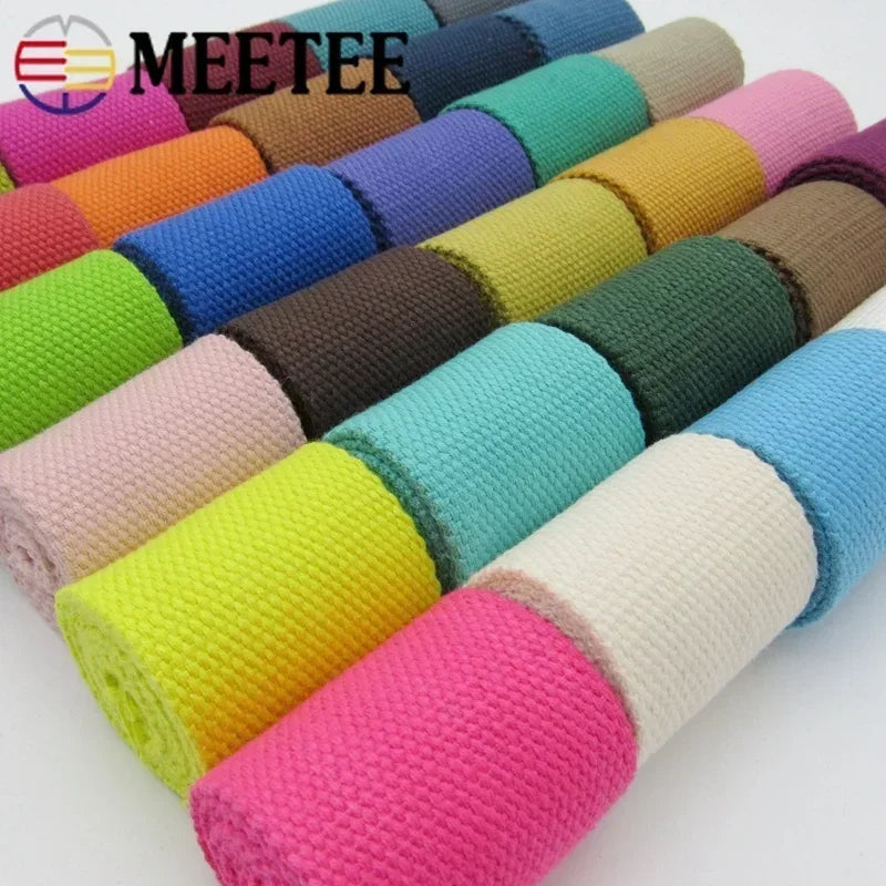 3/100Meters 50mm Thick 2mm Canvas Polyester Cotton Webbing Label Ribbon Bags Backpack Belt Strap Bias Binding Tape DIY Sewing Craft