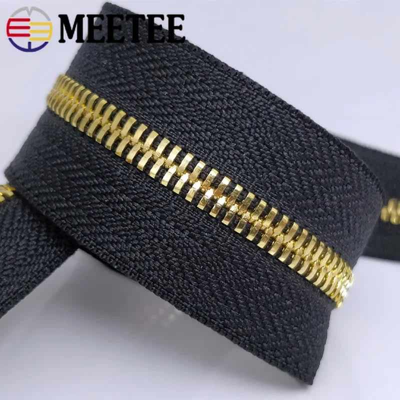 Meetee 2/60Meters 5# Metal Zippers Double Pull Zips Garment Luggage Zipper Repair Kit Clothing Sewing Accessories No Slider