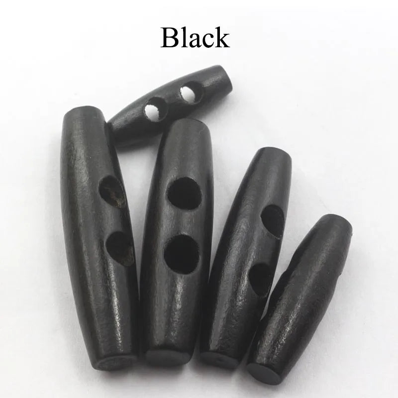 30/1000pcs Meetee Wooden Buttons 30-60mm 2 Holes Natural Wood Horn Toggle for Wool Sweater Coat Bags Garment Accessories C1-27
