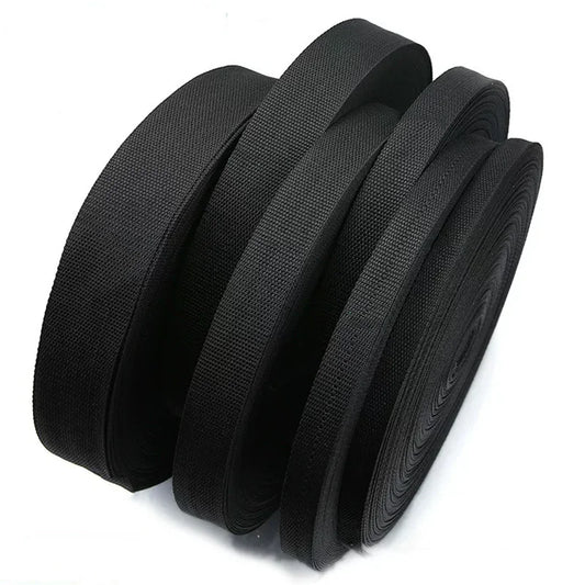 15/500M Black PP Polypropylene Webbing Tape for Bag 20-100mm Ribbon Strap By The Meter 1.3mm Thick Seat Belt Webbings SewingSupplies