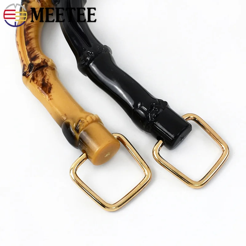 5/100Pcs Bmitation Bamboo Handle Purse Handles with Buckle Plastic Handbag Handles for Women Weaving Bag Hardware Accessories