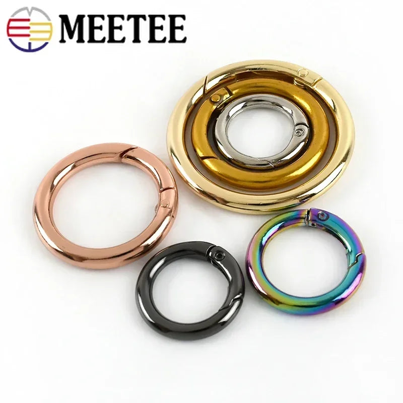 20/640Pcs 16-50mm Metal O Ring Buckles Circle Openable Keychain Rings Bag Strap Belt Snap Clasp Clip Hook Dog Collar Accessories