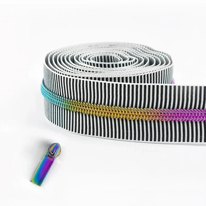 5/20Meters Meetee 5# Striped Nylon Zippers Tape for Sewing Bag Continuous Roll Coil Zip By the Meter DIY Garment Accessories