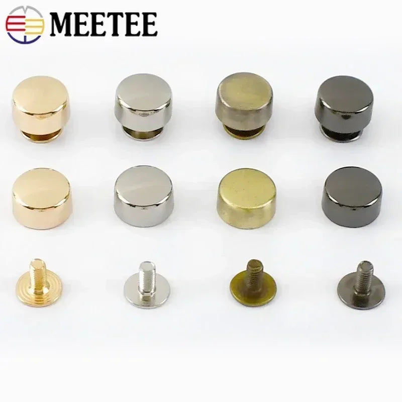 30/1000pcs Meetee 10mm Flat Screw Bag Accessories for Hanbag Bottom Studs Screws Rivets DIY Sewing Hardware Foot Nail Buckles