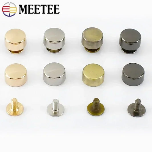 30/1000pcs Meetee 10mm Flat Screw Bag Accessories for Hanbag Bottom Studs Screws Rivets DIY Sewing Hardware Foot Nail Buckles
