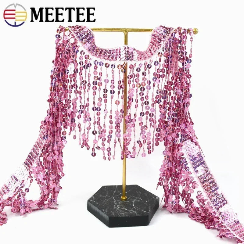 3/120Meters 16cm Sequin Tassel Lace for Sewing Clothes Wedding Dress Fringe Ribbon Curtain Decorative DIY Garment Accessories