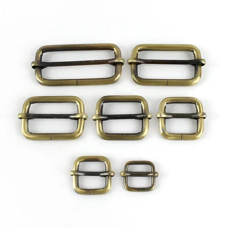 30/610Pcs 13-50mm Metal Pin Buckle Tri-Glide Slider Square Ring Buckles for Bag Strap Adjuster Webbing Belt Clasp DIY Accessories