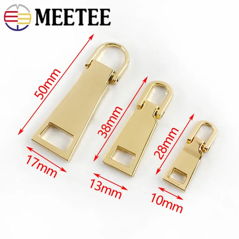 Meetee 15/500pcs Detachable Metal Zippers Pullers for 3# 5# 8# Zipper Sliders Head Repair Kits Zip Pulls Tab DIY Sewing Craft