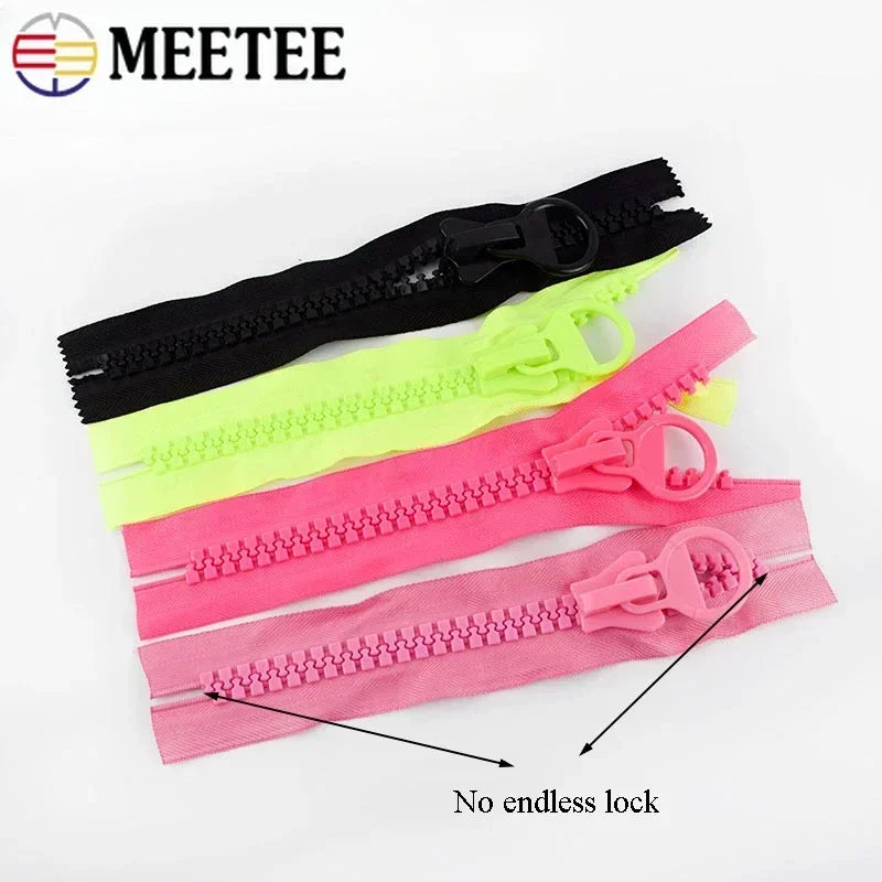 5/120Pcs Meetee 25cm 20# Extra Large Resin Zipper No Endless Lock Pocket Zippers for Wallet Pencil Bags Zip Sewing DIY Accessories